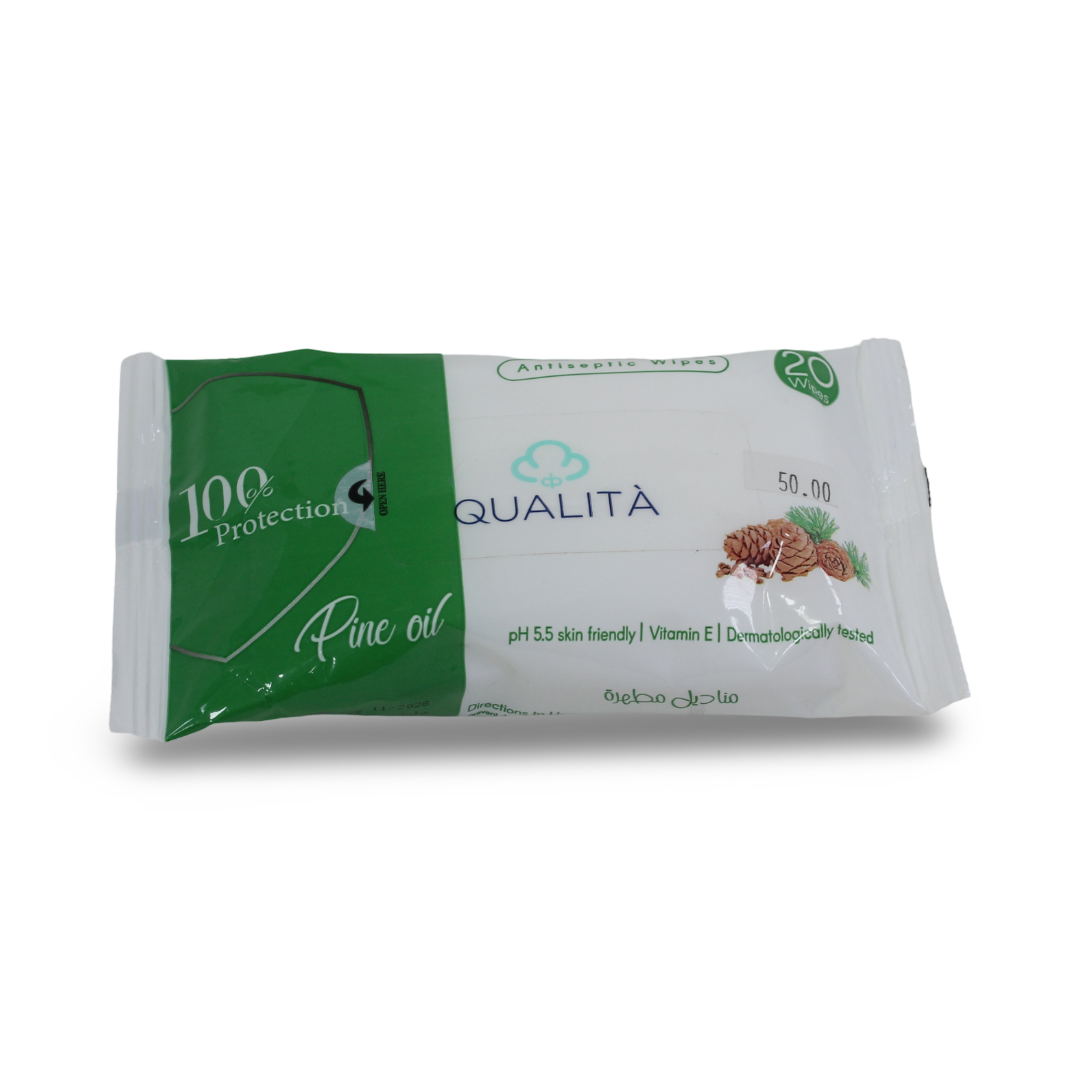 Qualita Antiseptic Wipes Pine Oil – Pack of 20 - Baby Essentials