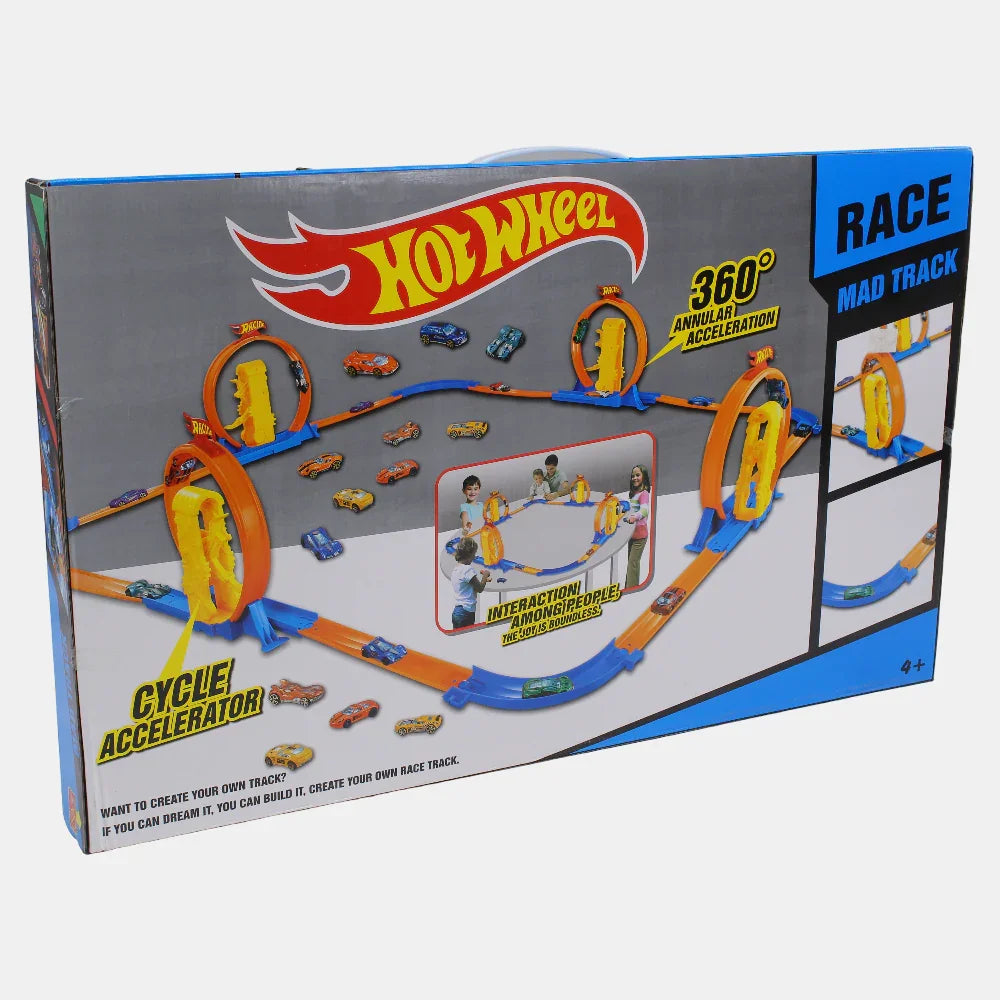 Alloy Sports Car Track Ring Speedway Racetrack Set with 4 Alloy Cars