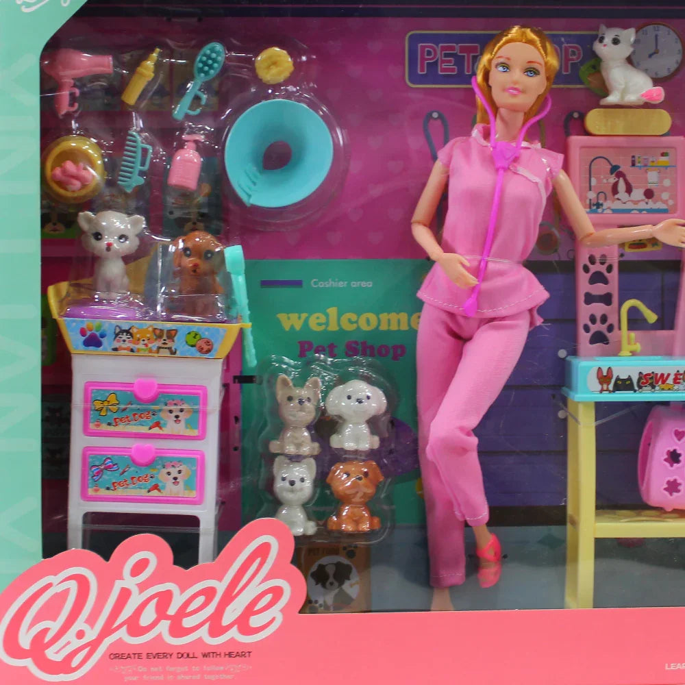 Q.Joele 11.5-Inch Doll – Pet Care Set