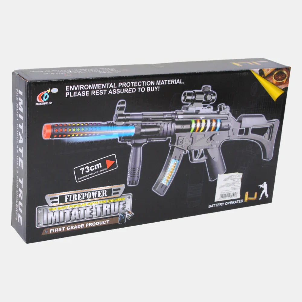 Light-Up Combat Machine Rifle – Battery-Operated Toy Gun with Sound & Rapid Fire Action