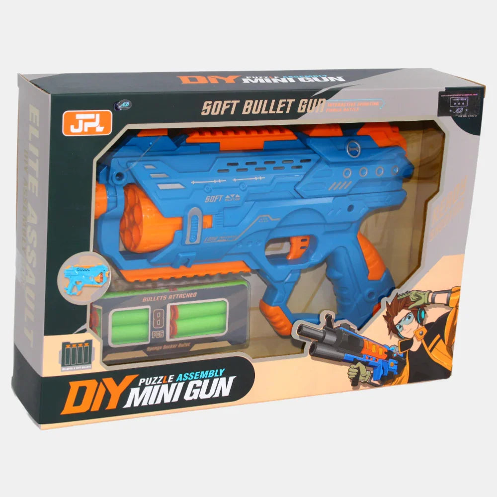 Puzzle Assembly Soft Bullet Gun – Safe & Fun Toy for Kids (Baby Blue)