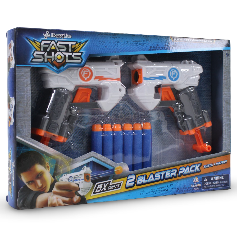 Fast Shots 2 Blaster Pack – Dual Foam Launchers with 6 Soft Darts - Toys - Happy Line