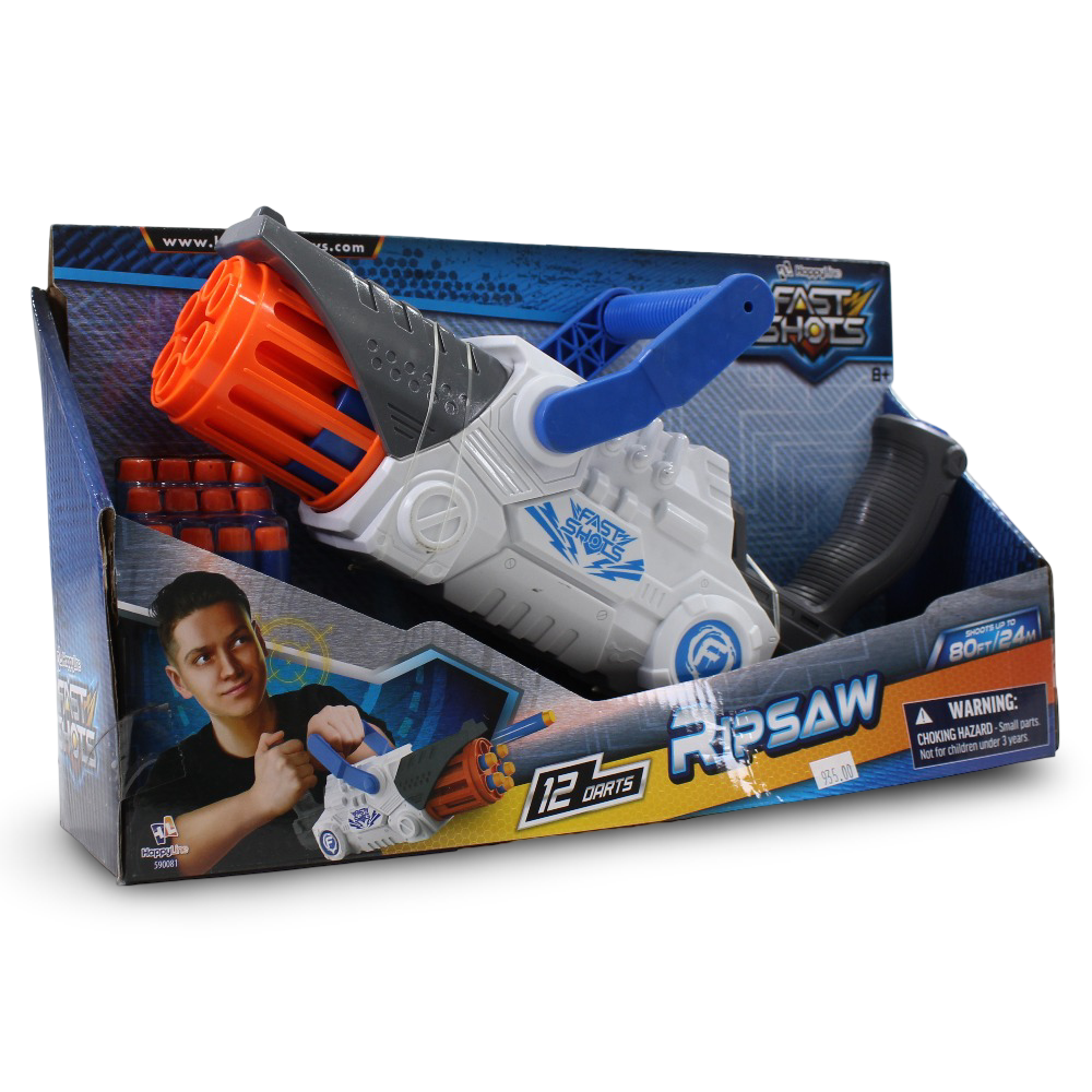 Fast Shots Foam Launcher Set – Ripsaw Blaster with 12 Soft Darts - Toys - Happy Line