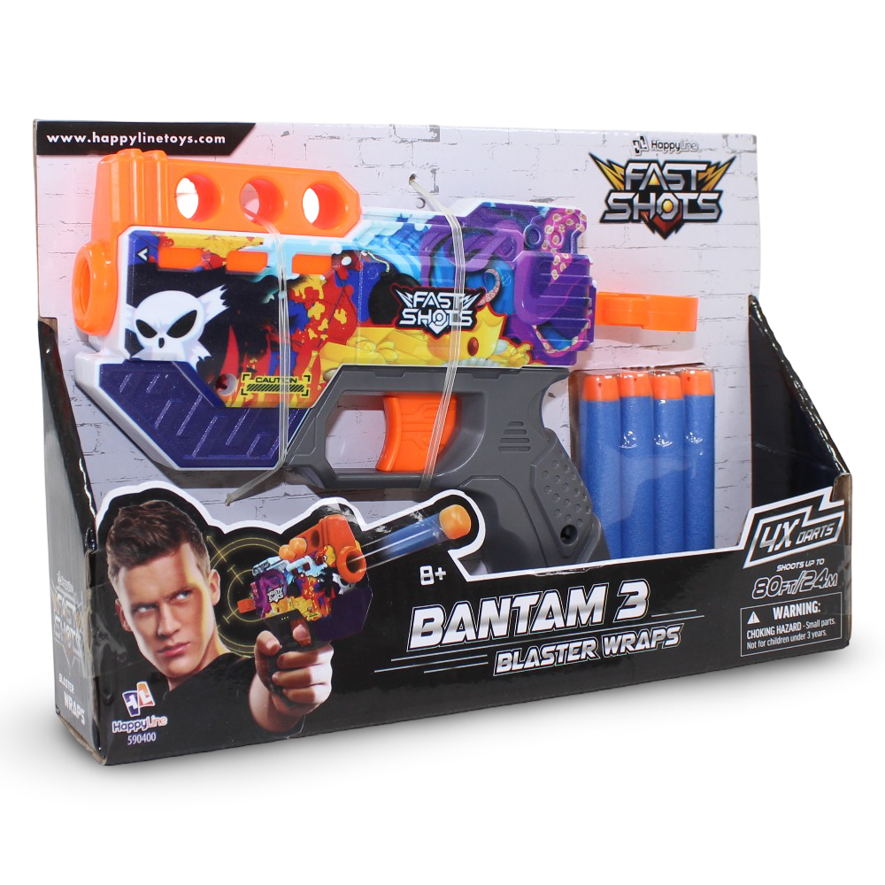 Happy Line Fast Shots Bantam 3 Foam Launcher - 4 Foam Darts - Toys