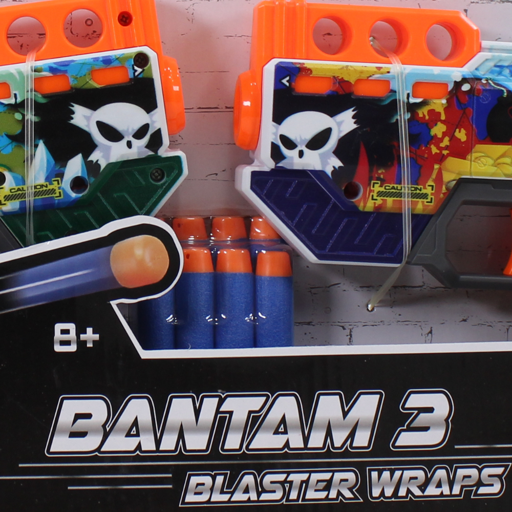 Happy Line Fast Shots Bantam 3 Blaster Wraps 2 قاذف إسفنجي - 8 سهام إسفنجية