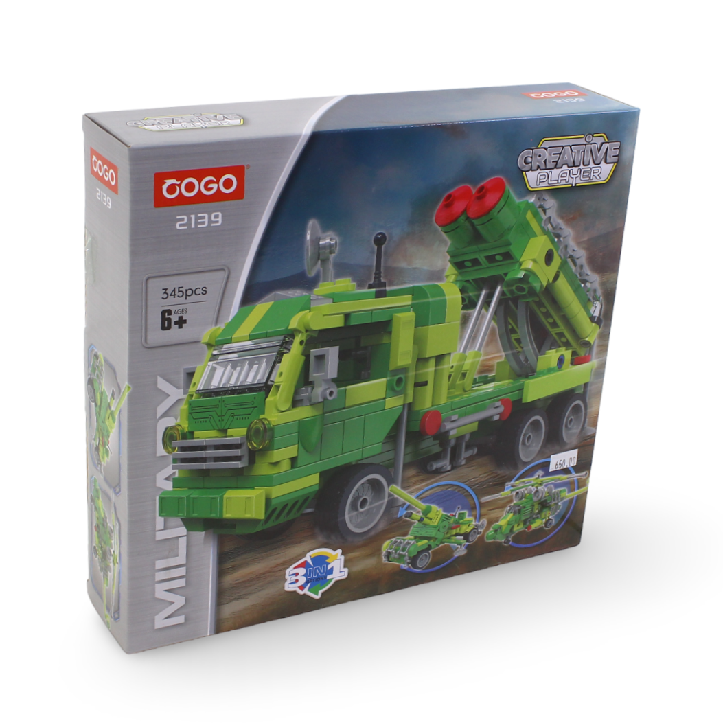 Cogo Creative Player 3-in-1 Military Vehicle Building Blocks Set – 345 Pcs