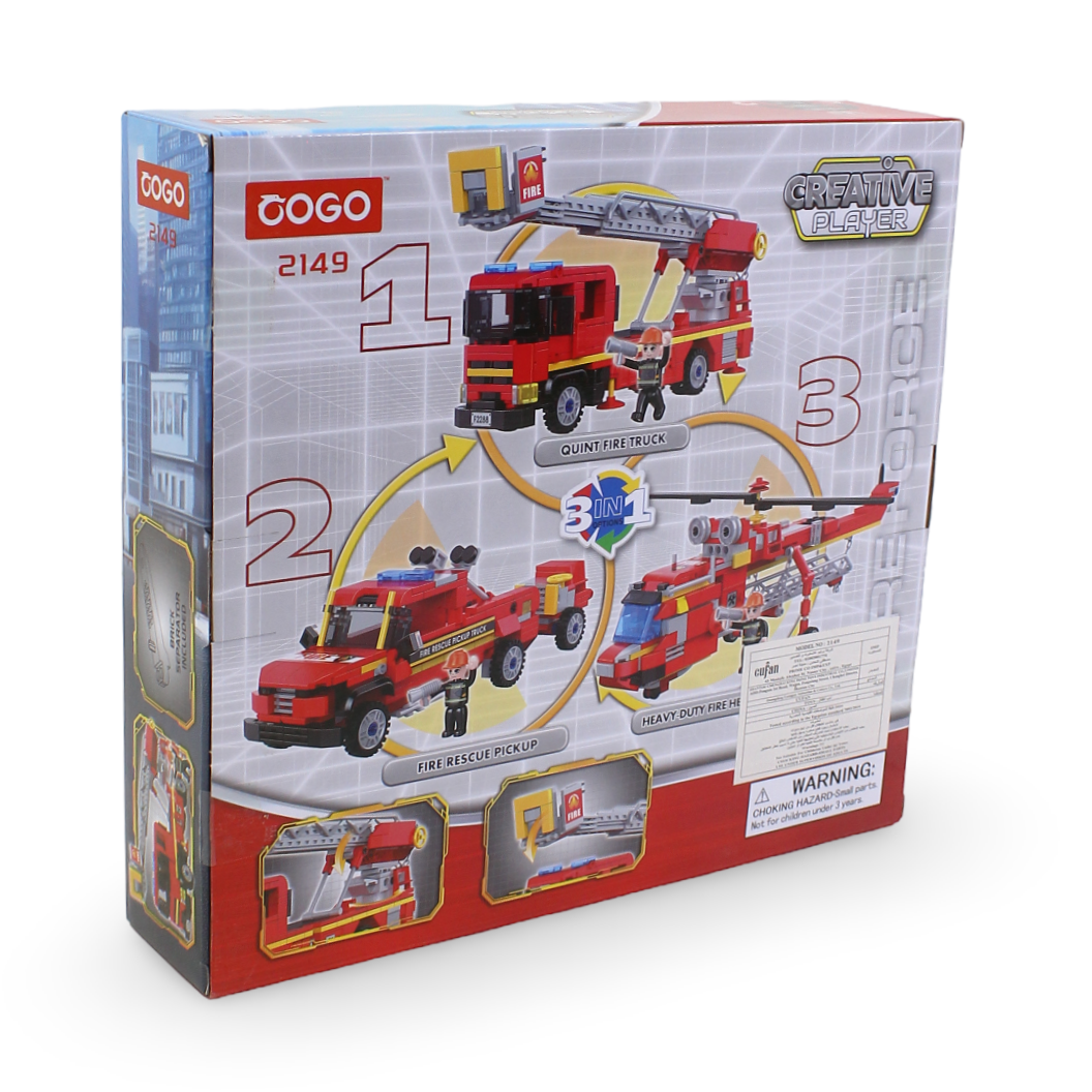 Cogo 3-in-1 Fire Force Ladder Truck Building Block Set – 369 Pcs