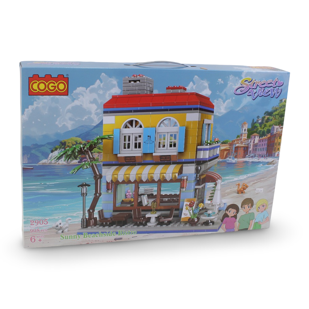 Cogo Street View Sunny Beachside Bistro Building Blocks Set – 908 Pieces - Toys