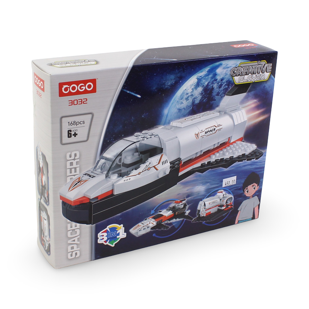Cogo Creative Player Space Shuttle 3-in-1 Building Block Set – 168 Pcs