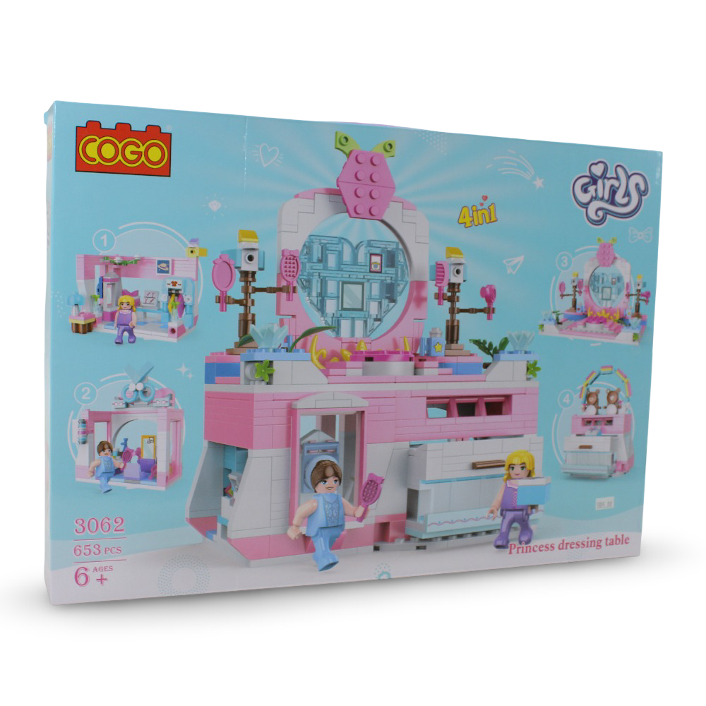 Cogo Girls Princess Dressing Table Building Blocks Set - 653 Pcs - Toys