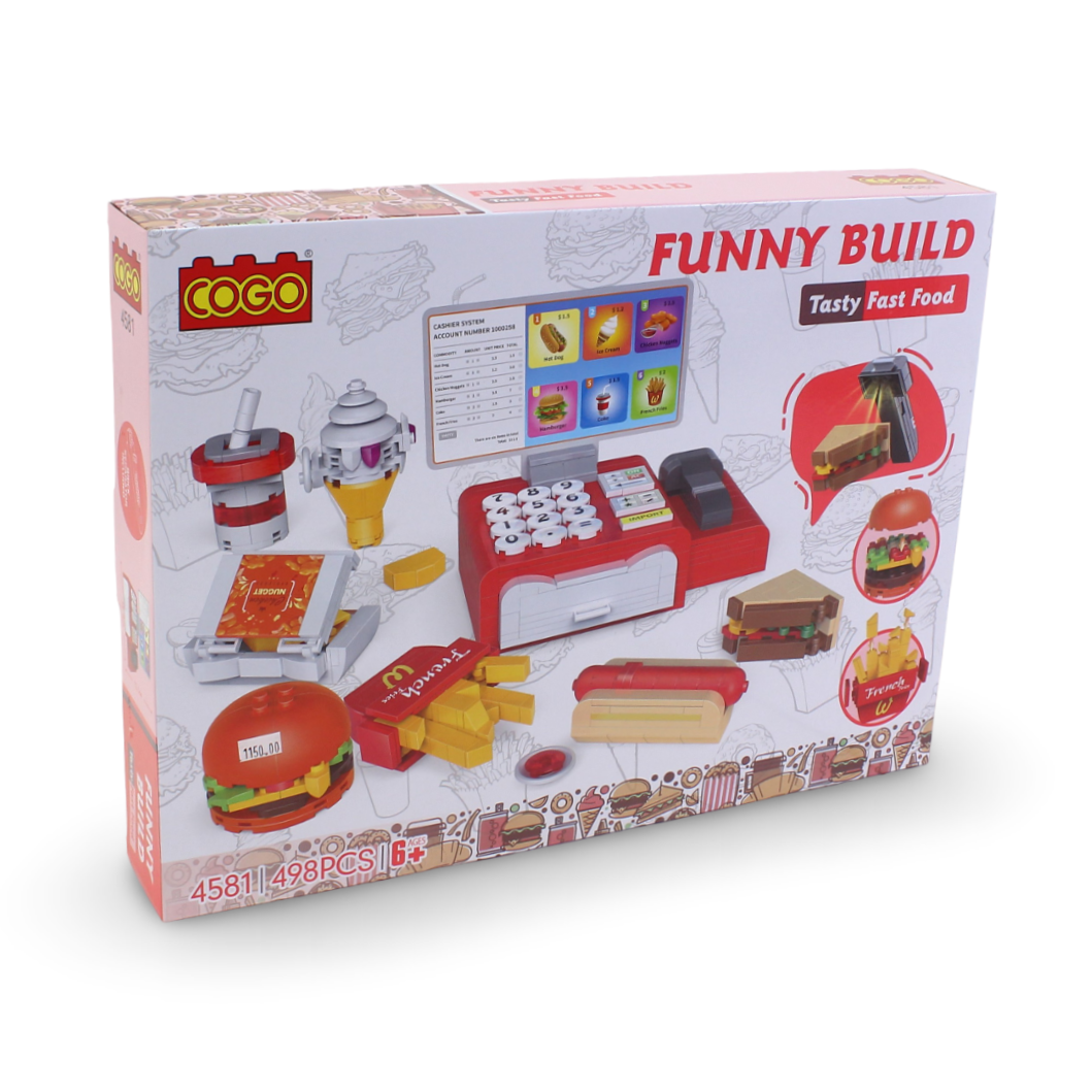 مجموعة مكعبات بناء مطعم الوجبات السريعة Cogo Funny Build Tasty Fast Food – 498 قطعة
