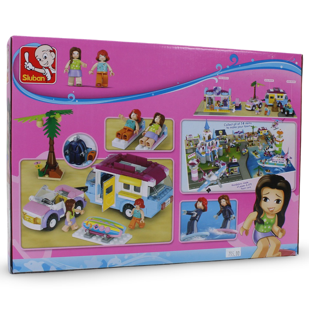 Sluban Girls Dream Car with Caravan Building Blocks Set - 272 Pcs