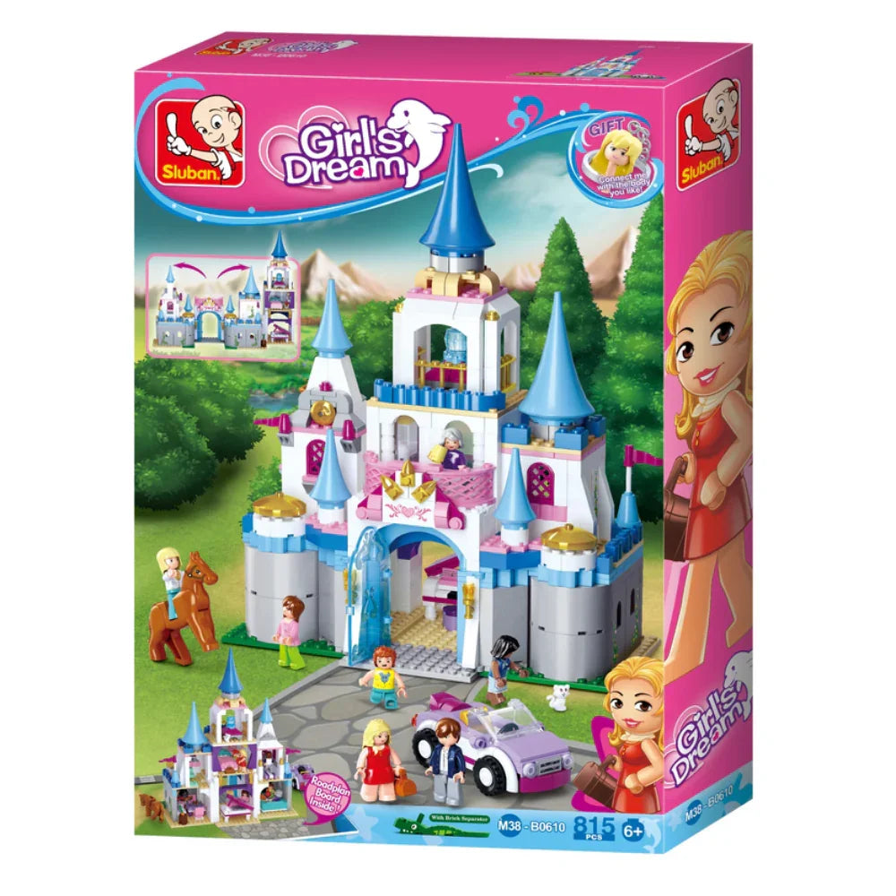 Sluban Girls Dream Sapphire Romantic Castle Building Blocks Set - 815 Pcs