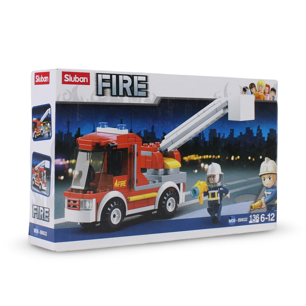 Sluban Fire Brigade Small Turntable Ladder Truck Building Blocks Set - 136 Pcs
