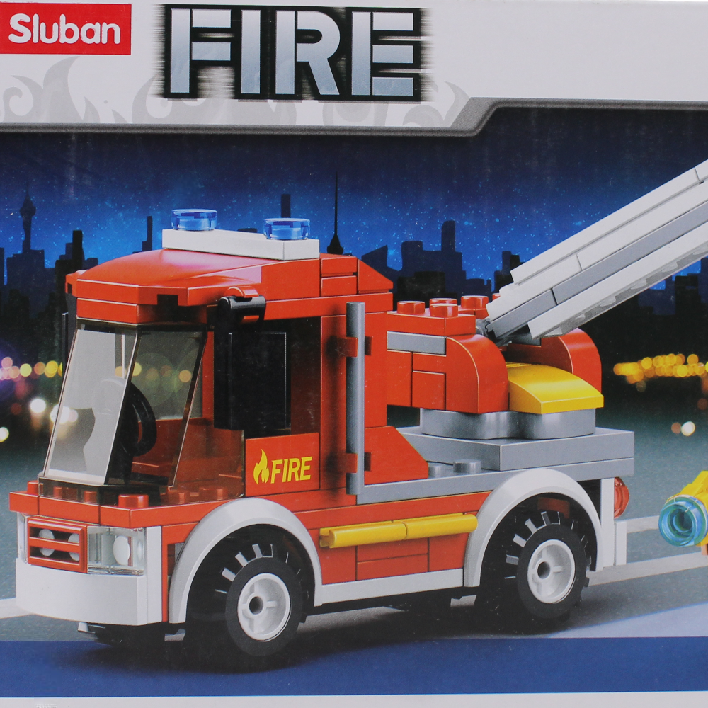 Sluban Fire Brigade Small Turntable Ladder Truck Building Blocks Set - 136 Pcs
