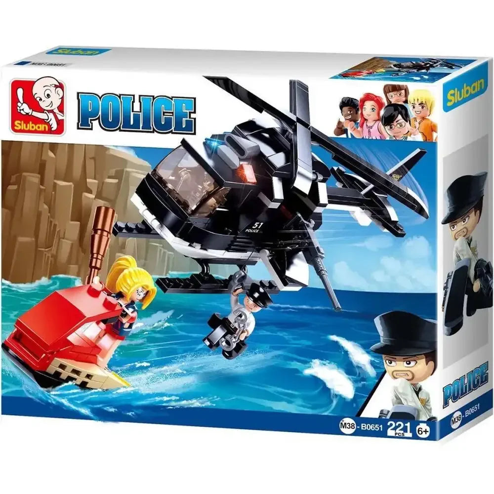 Sluban Armed Riot Police Helicopter Building Blocks Set - 221 Pcs