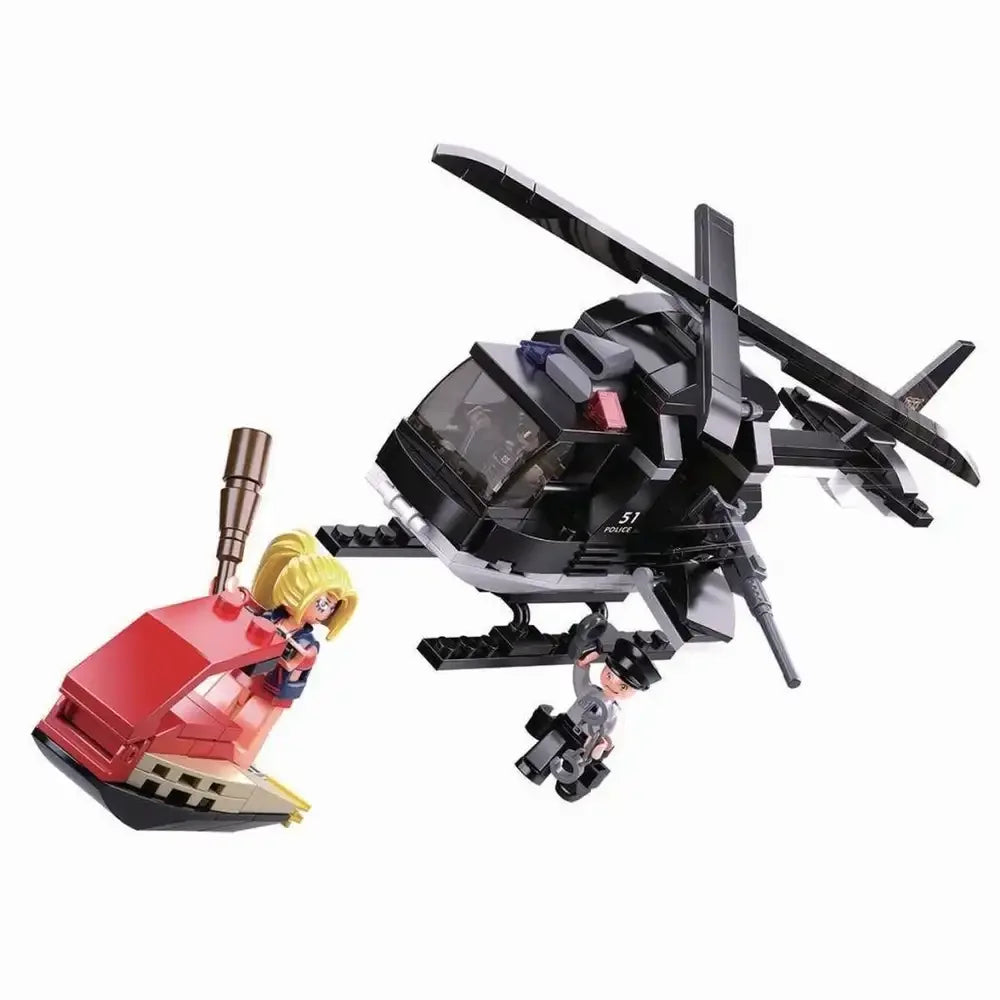 Sluban Armed Riot Police Helicopter Building Blocks Set - 221 Pcs