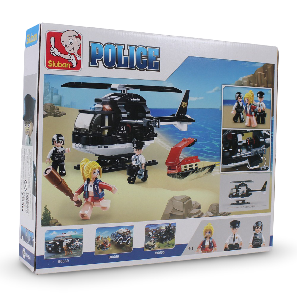 Sluban Armed Riot Police Helicopter Building Blocks Set - 221 Pcs