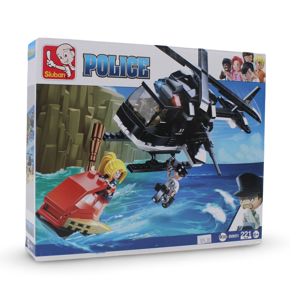 Sluban Armed Riot Police Helicopter Building Blocks Set - 221 Pcs