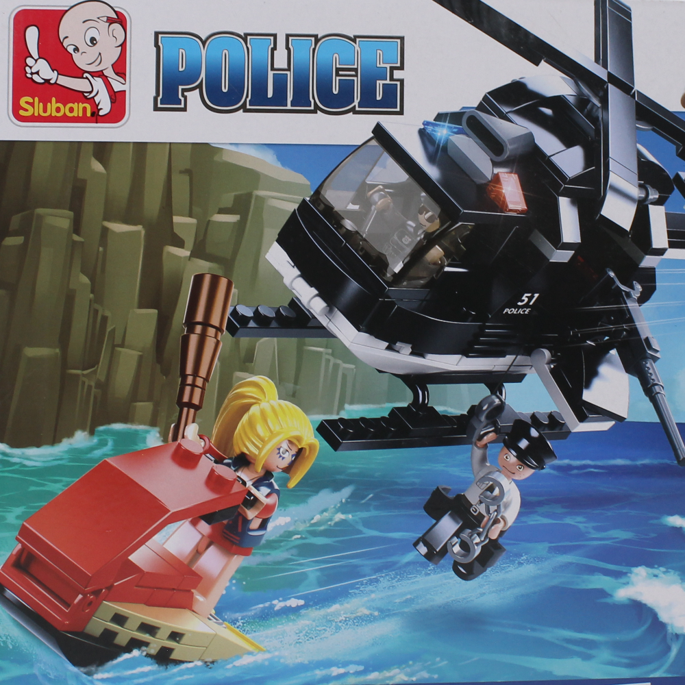 Sluban Armed Riot Police Helicopter Building Blocks Set - 221 Pcs