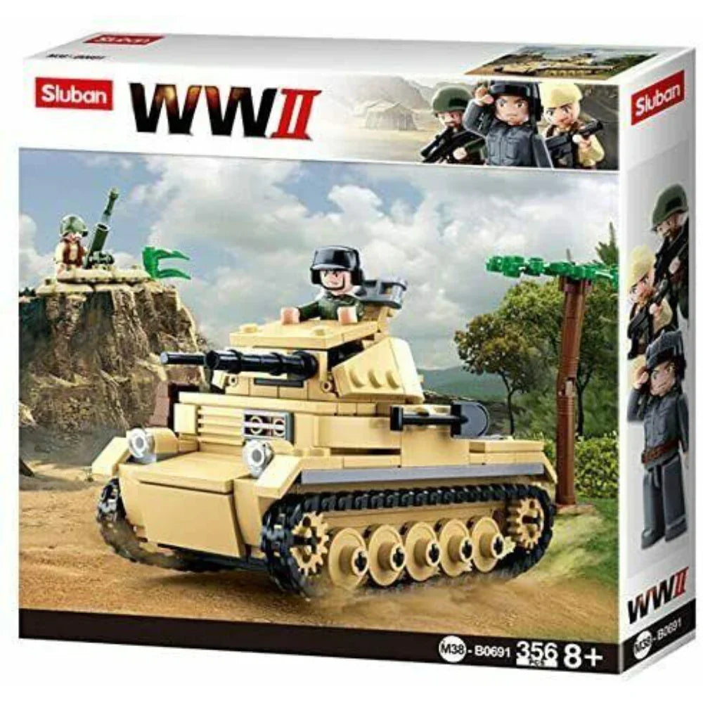 Sluban WWII Small German Tank Building Blocks Set - 356 Pcs - Toys