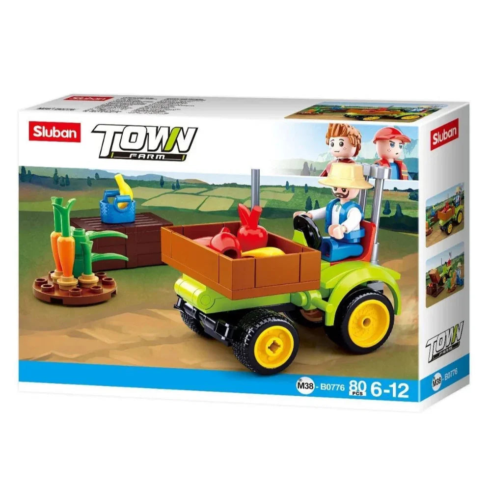 Sluban Town Farm Harvest Tractor Fruit Cart Building Blocks – 80 Pieces