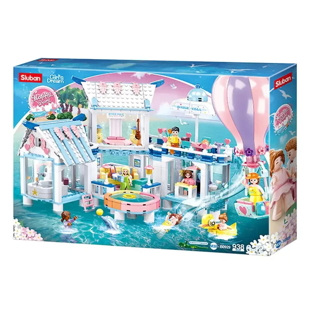 Sluban Girls Dream Swimming Pool by the Sea Bricks - 938 Pcs