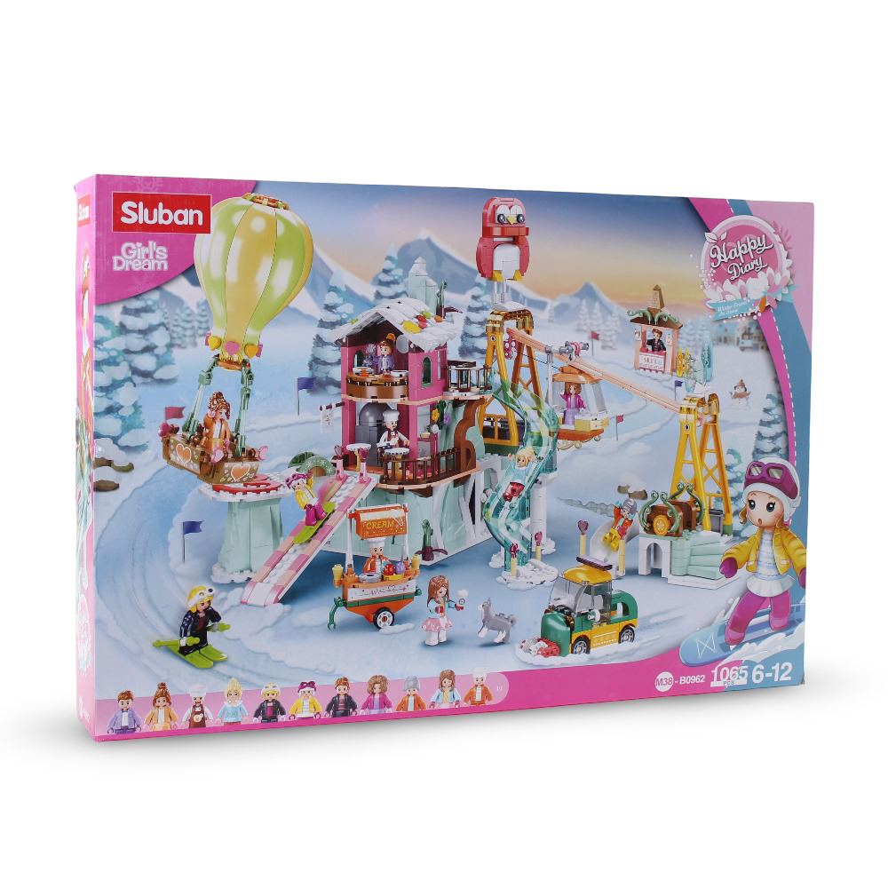 Sluban Girls Dream Happy Diary Ski Field Building Blocks Set - 1065 Pcs