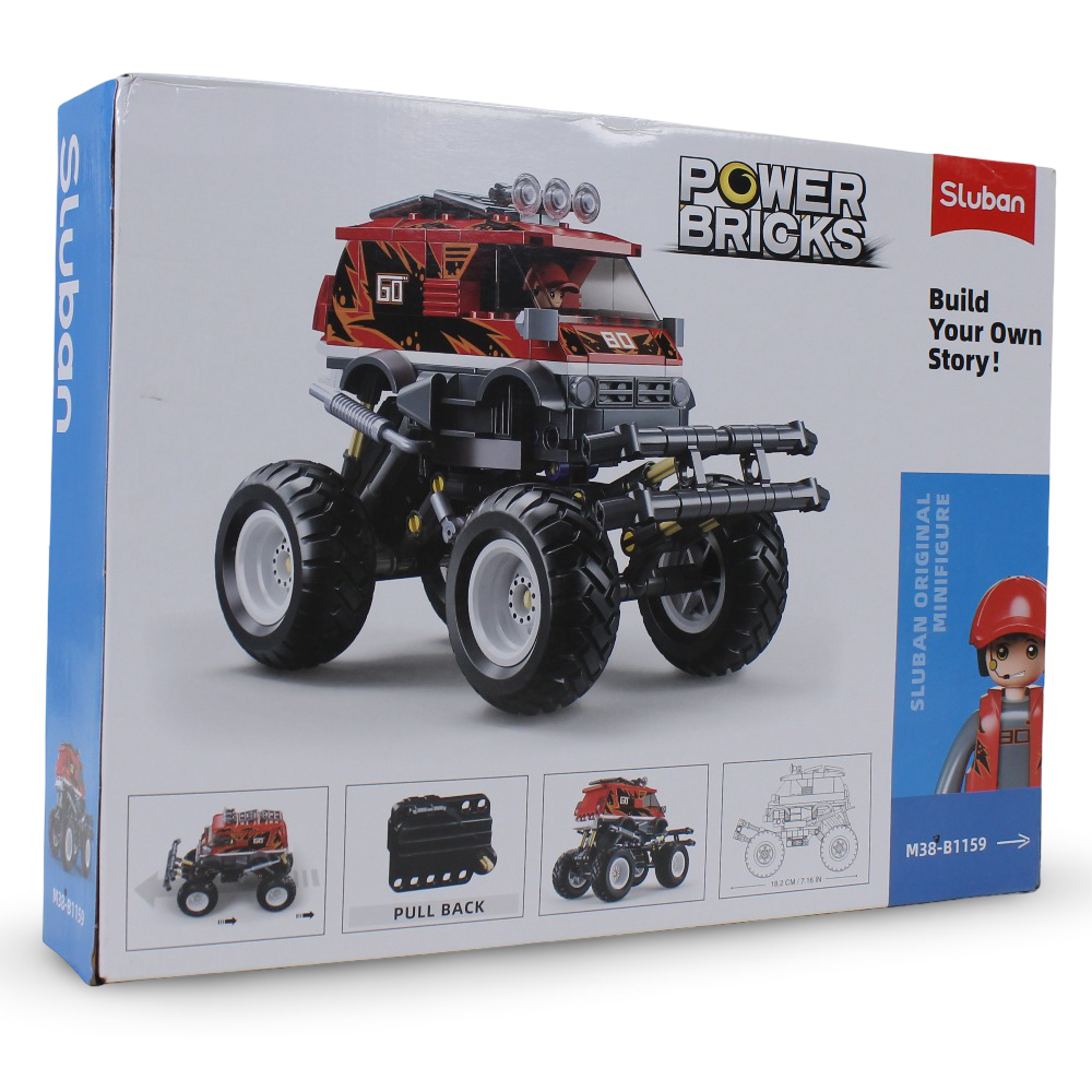 Sluban Power Bricks Off Road Bigfoot Red Vehicle - 261Pcs