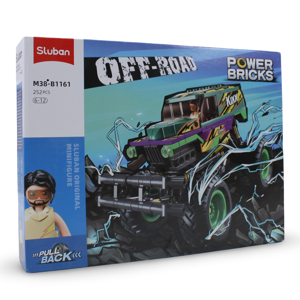 Sluban Bigfoot Green Purple Speed Kixx Monster Truck Building Blocks Set - 252 Pcs