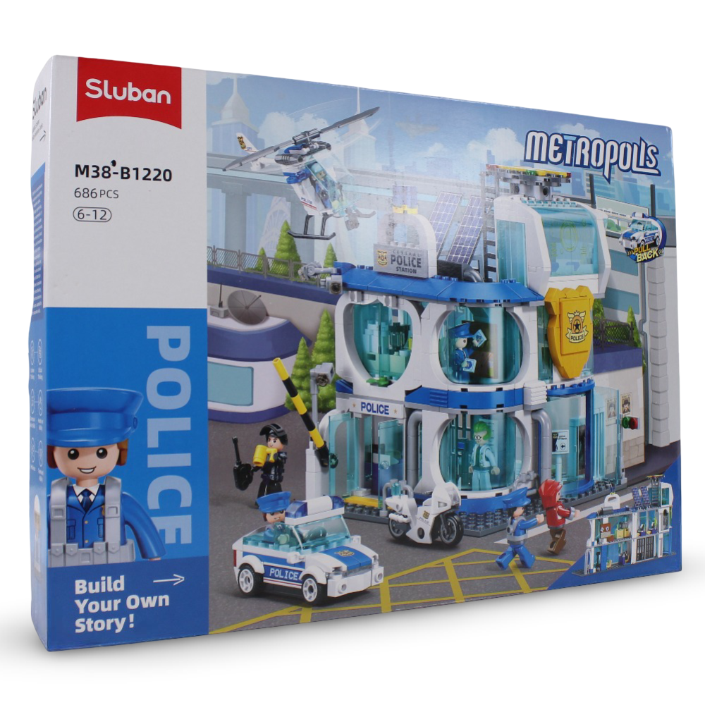 Sluban Metropolis Police-Central Police Station Building Blocks Set - 686 Pcs
