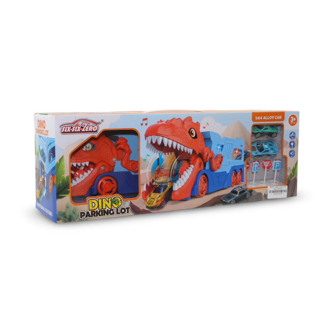 Dino Parking Lot Dinosaur Car Carrier Transporter Truck Playset