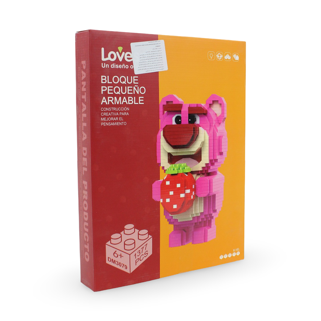 Lovesn Strawberry Bear Building Block Set – 1377Pcs