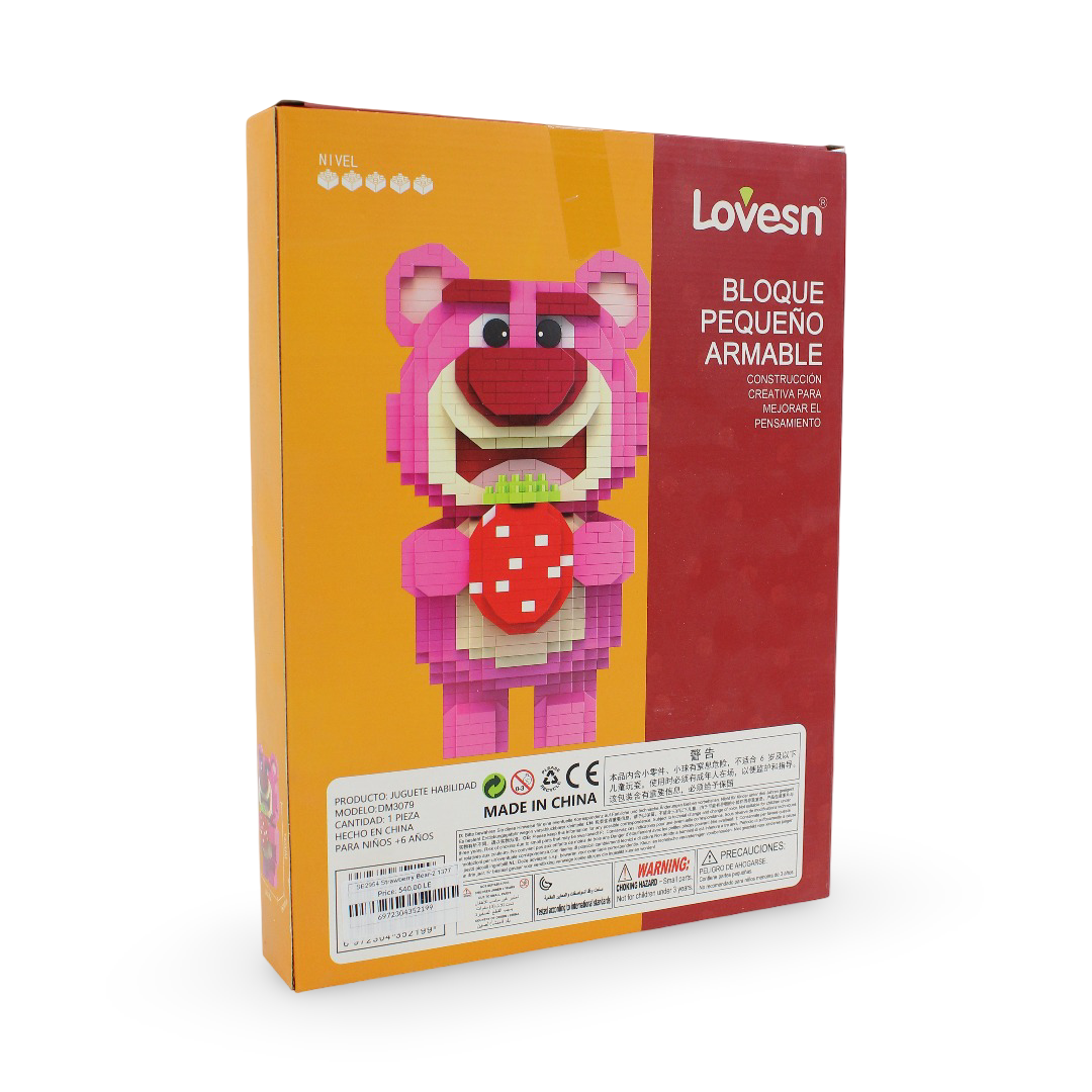 Lovesn Strawberry Bear Building Block Set – 1377Pcs