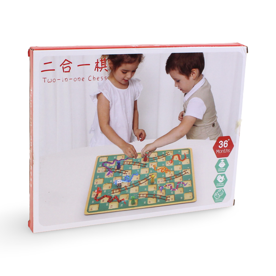Wooden 2-in-1 Snakes & Ladders Board Game - Toys - Bright Future