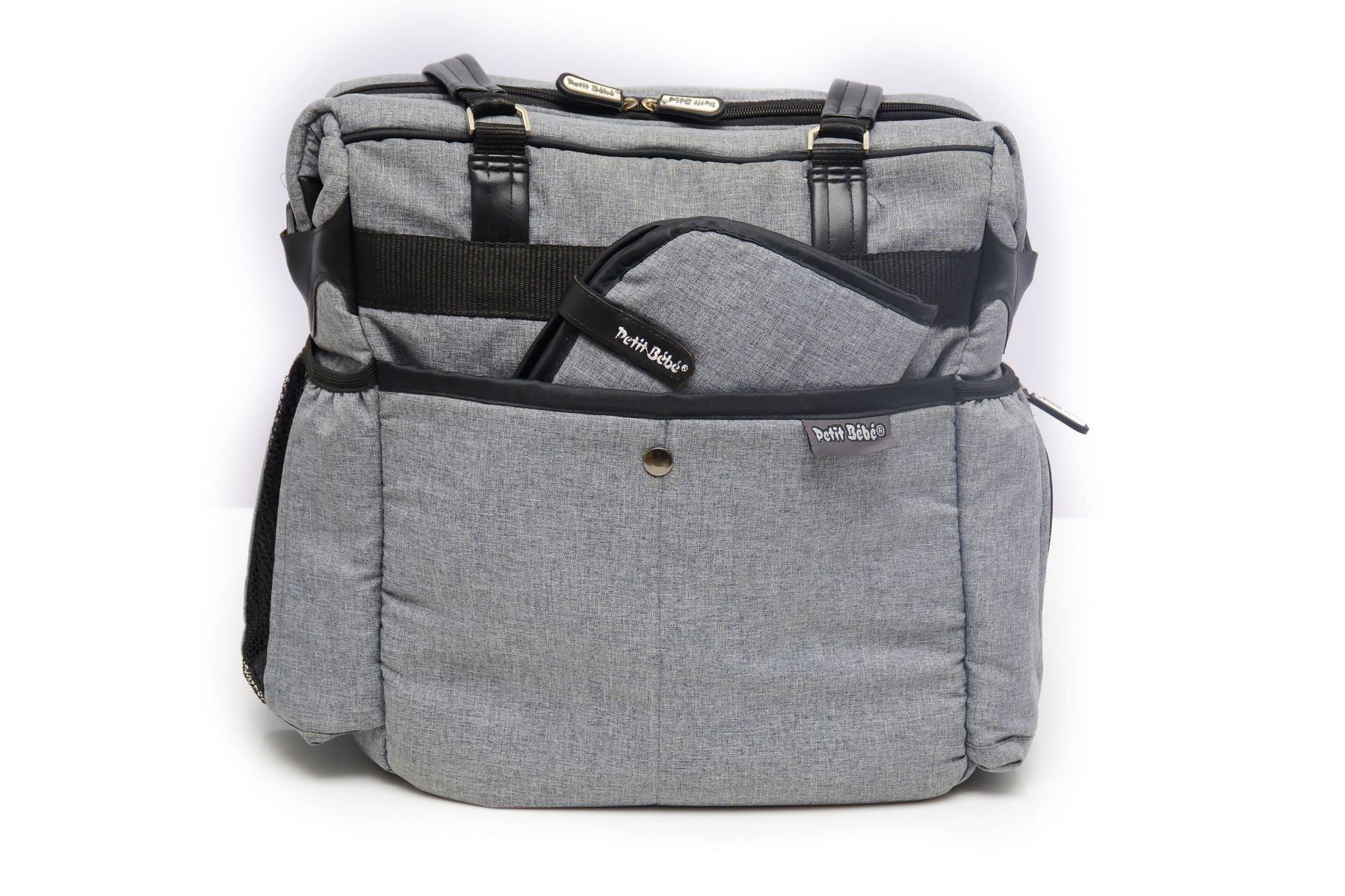 Petit Bebe Baby Diaper Bag Premium – Grey & Black