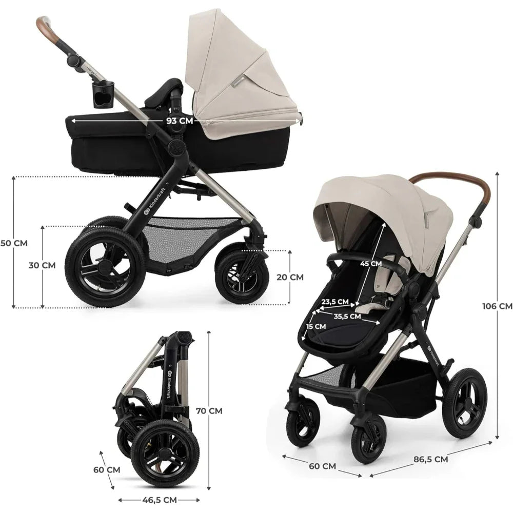 Kinderkraft Moov 2 Air Stroller With Flip Arm (3in1) - Baby Essentials