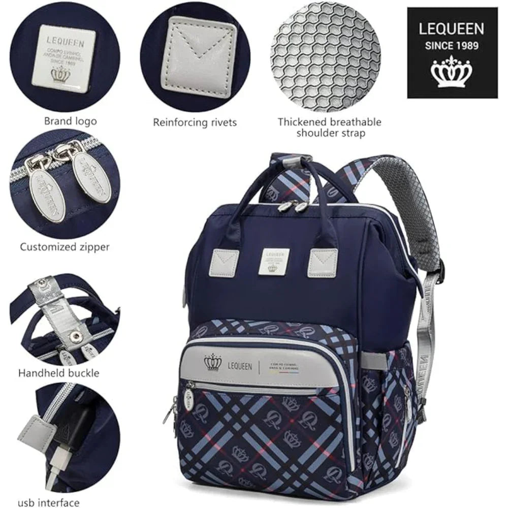 LeQueen Diamond 8th Special Edition Soft Waterproof Diaper Bag - Navy Blue