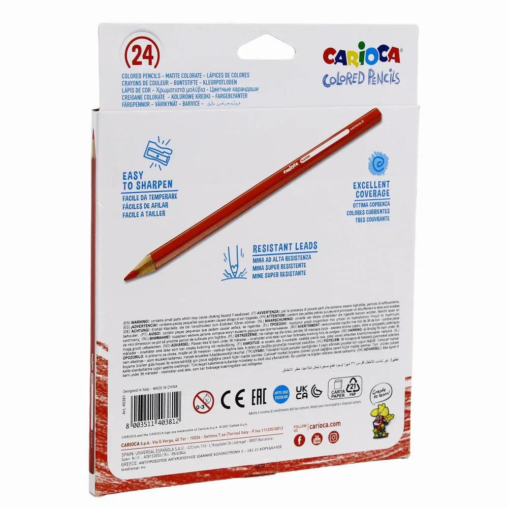 Carioca Wooden Colored Pencils – 24 Colors