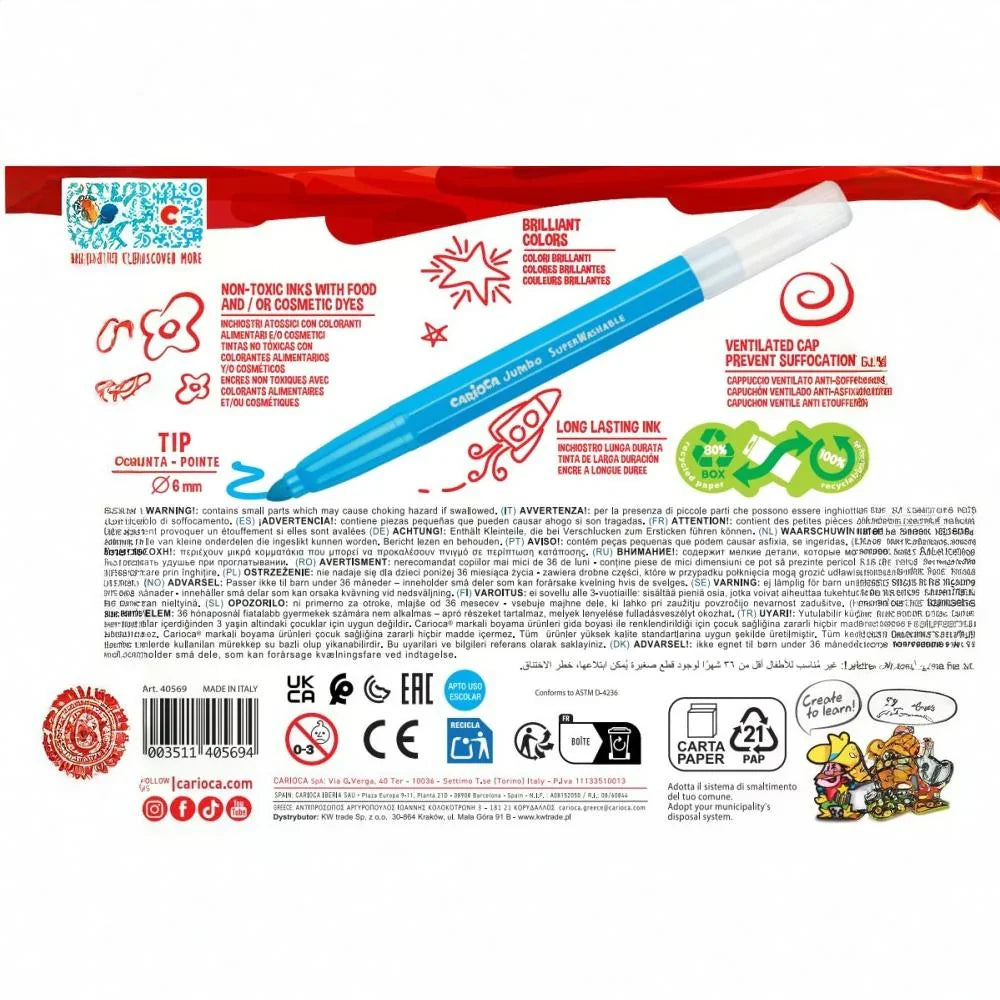 Carioca Jumbo Flowmaster Colours – 12 Colors