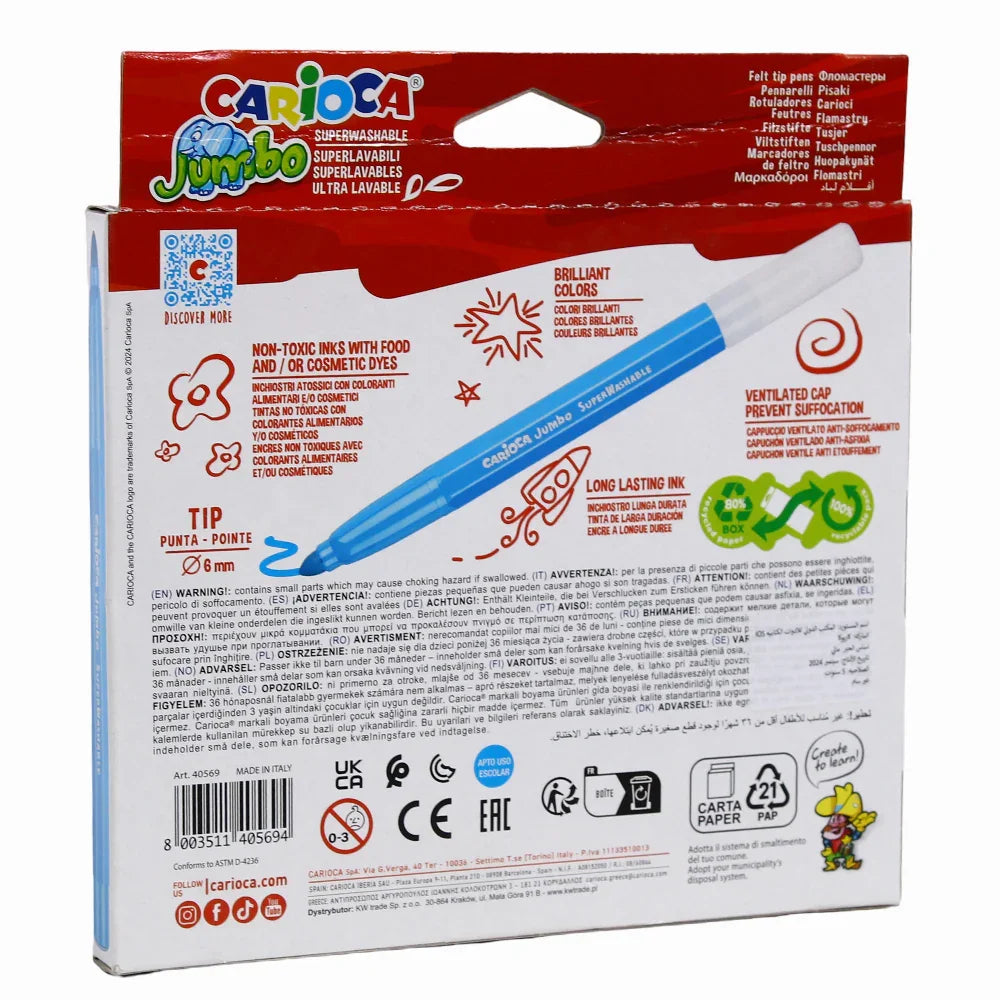 Carioca Jumbo Flowmaster Colours – 12 Colors