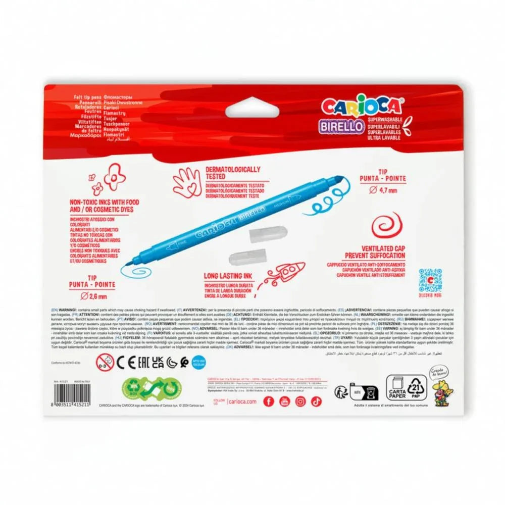 Carioca Birello Double Tip Coloring Pens – 24 Colors