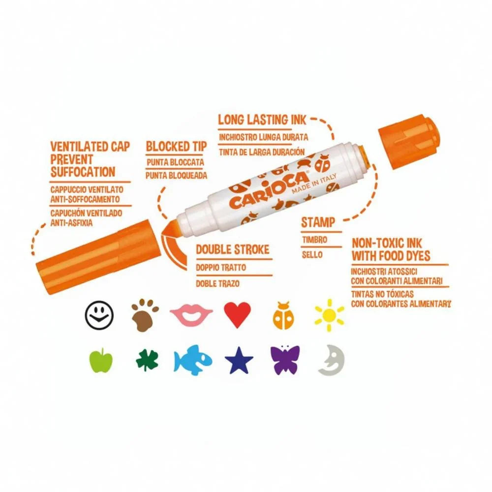Carioca Stamperello Felt Tip with Stamps – 12 Colors
