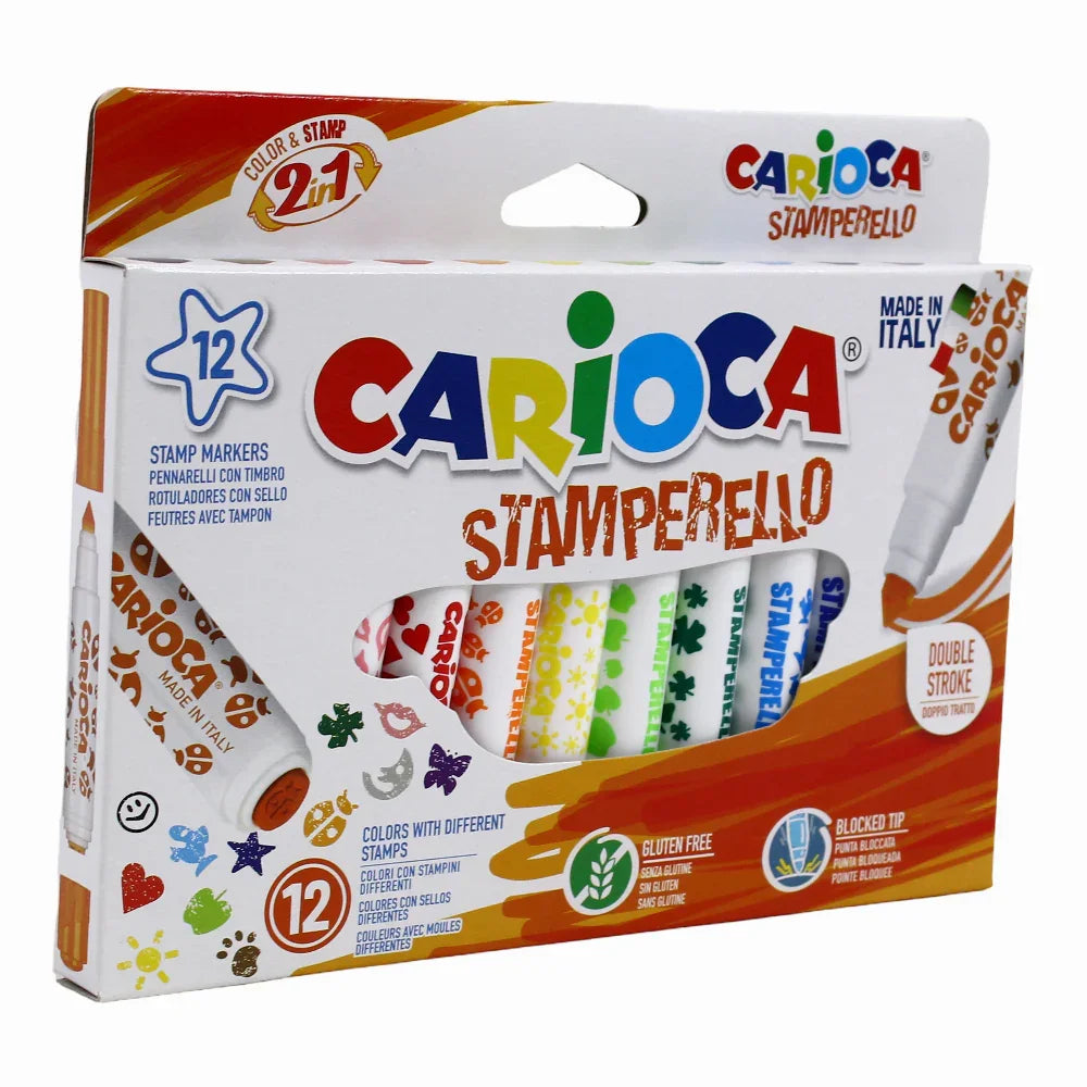 Carioca Stamperello Felt Tip with Stamps – 12 Colors