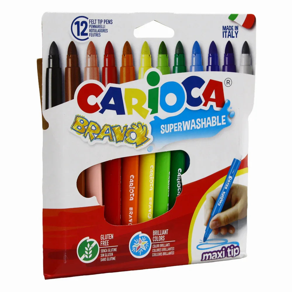 Carioca Bravo Thick Felt Tip – 12 Colors