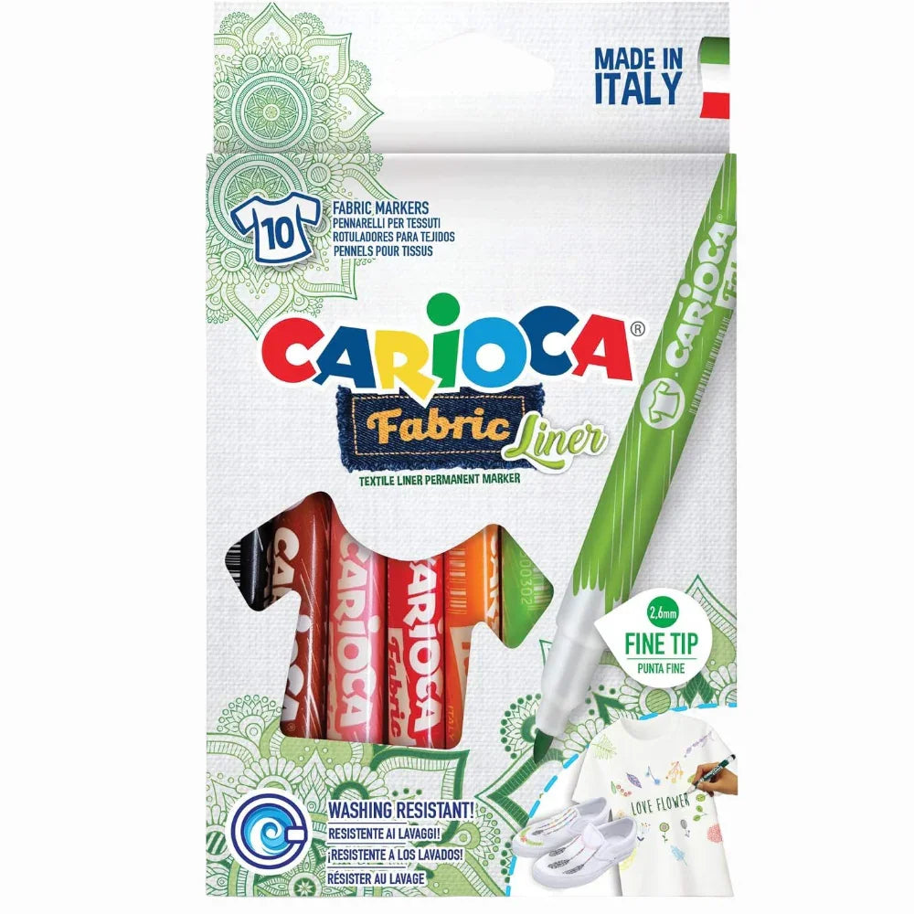Carioca Fabric Fine Tip Liners – 10 Colors