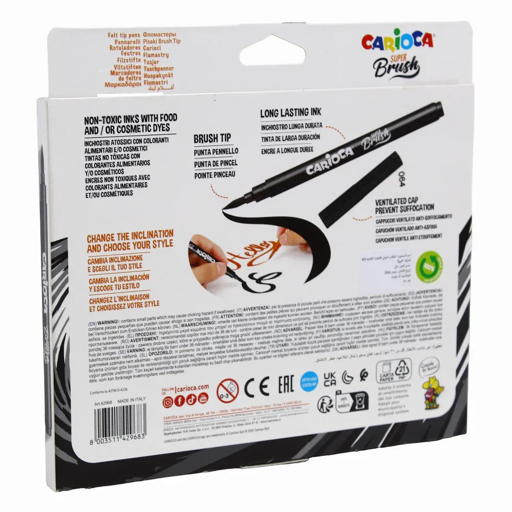 Carioca Pens With Brush Tip – 20 Colors