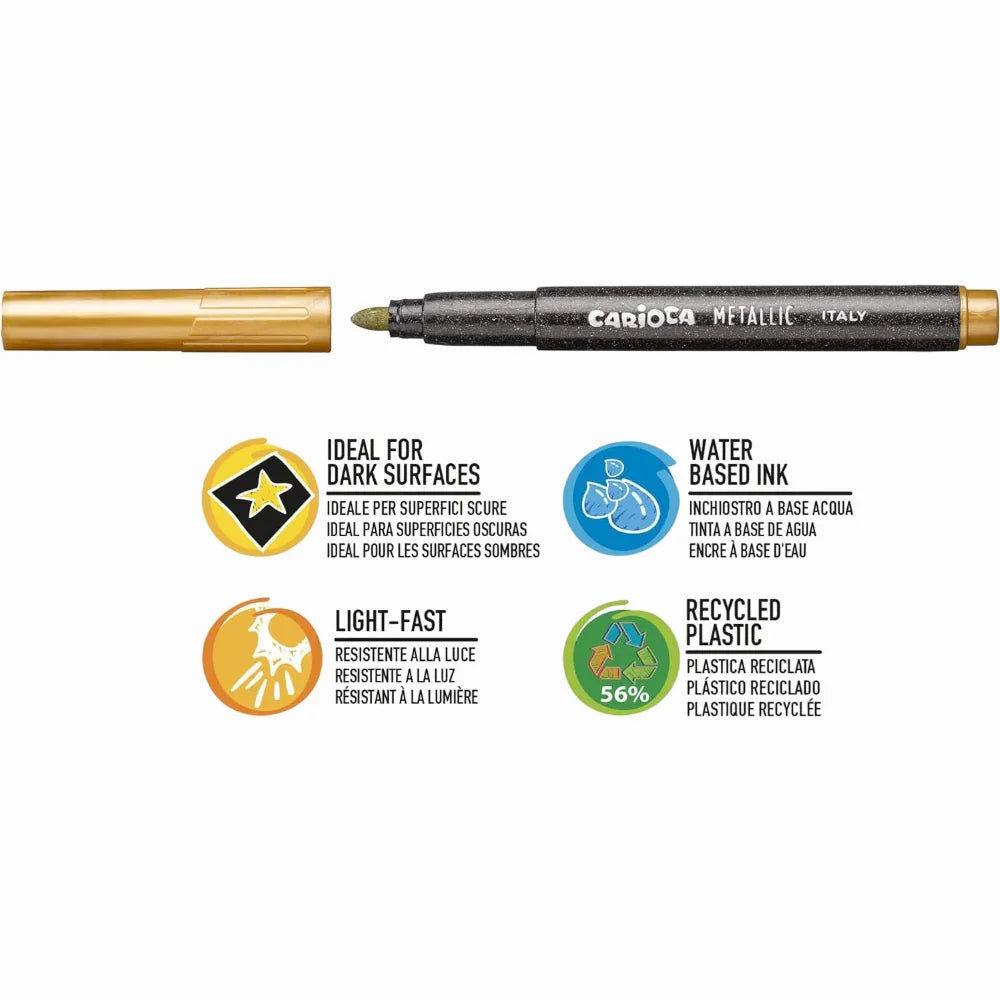 Carioca Metallic Maxi Tip Markers – 6 Colors