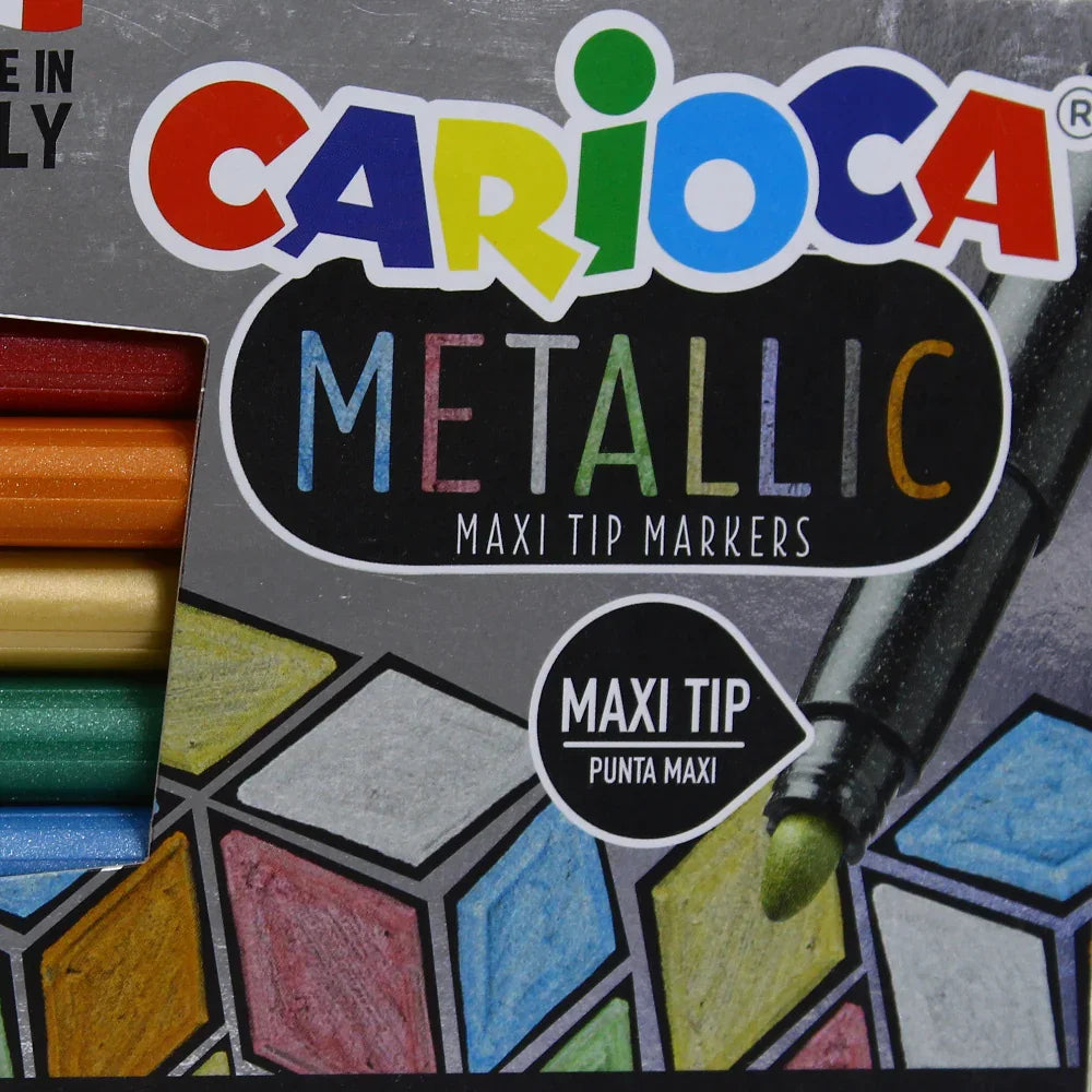 Carioca Metallic Maxi Tip Markers – 6 Colors