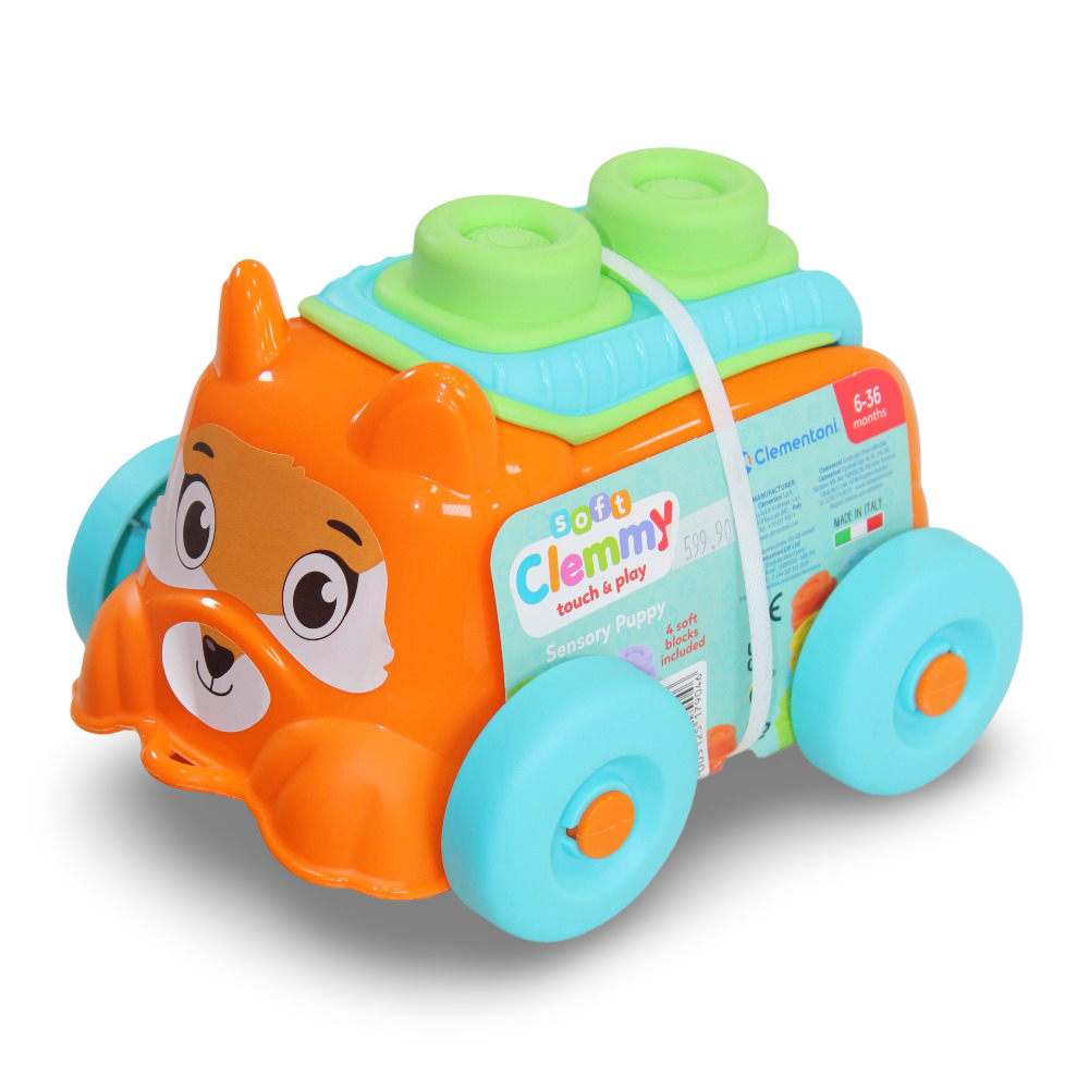 Clementoni Soft Clemmy Touch & Play Sensory Puppy Blocks Bucket - Toys